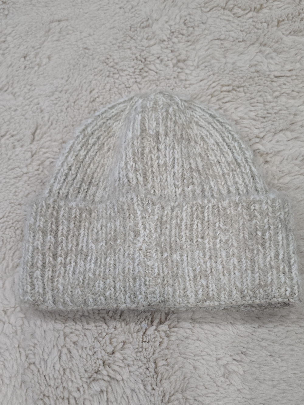Free People Marled Cream Knit Cuffed Beanie